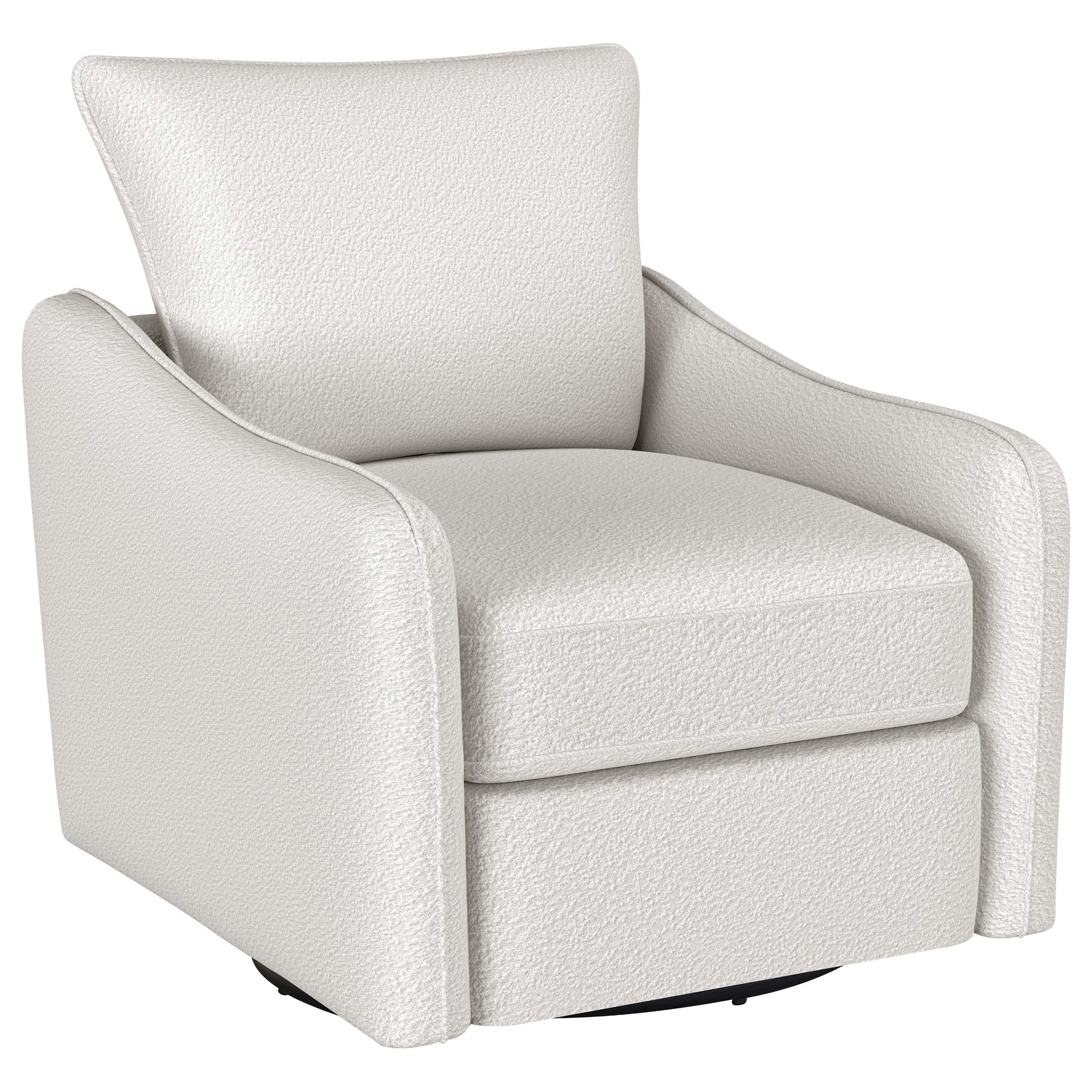 Sillón giratorio con brazo inclinado tapizado Madia, color vainilla