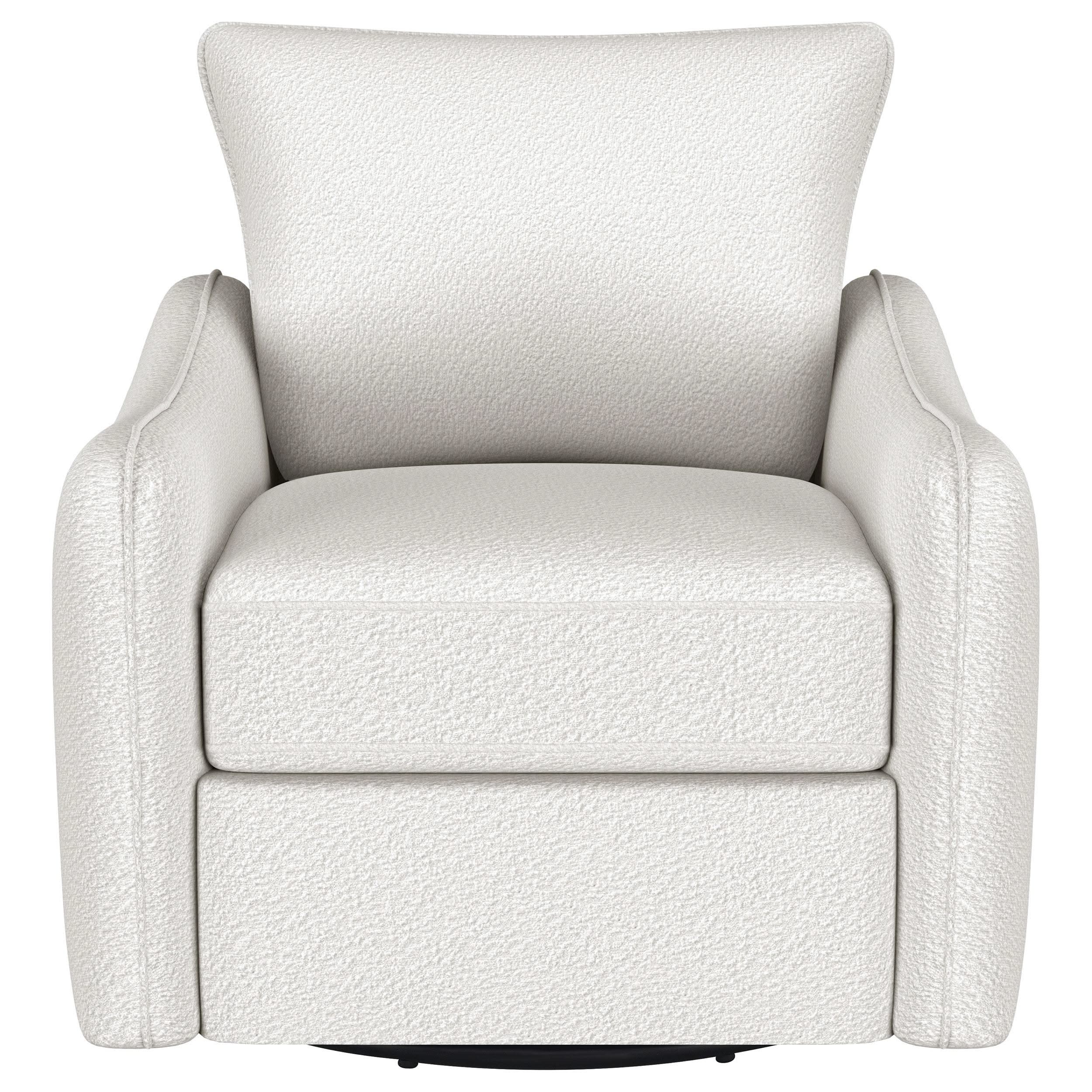 Sillón giratorio con brazo inclinado tapizado Madia, color vainilla