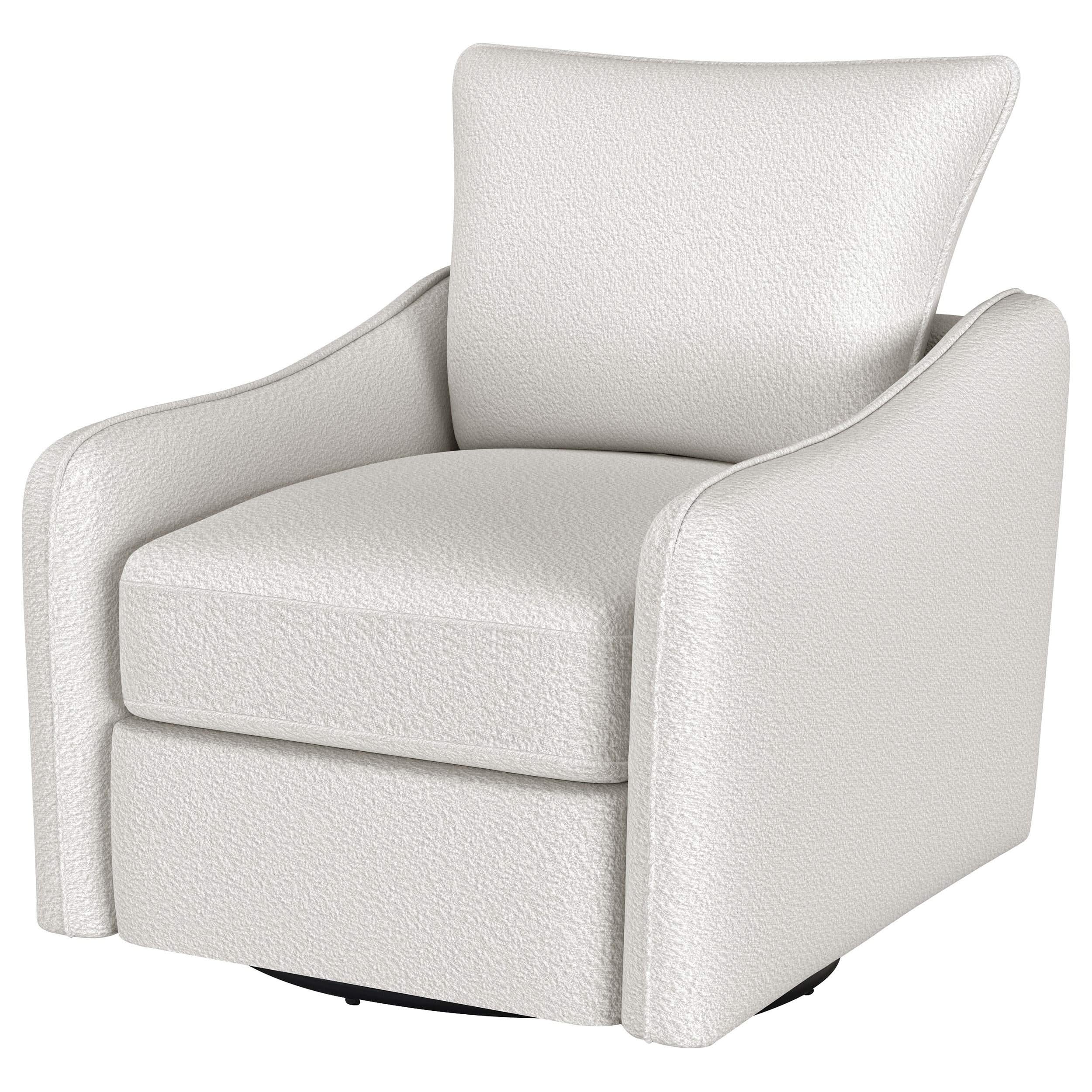 Sillón giratorio con brazo inclinado tapizado Madia, color vainilla