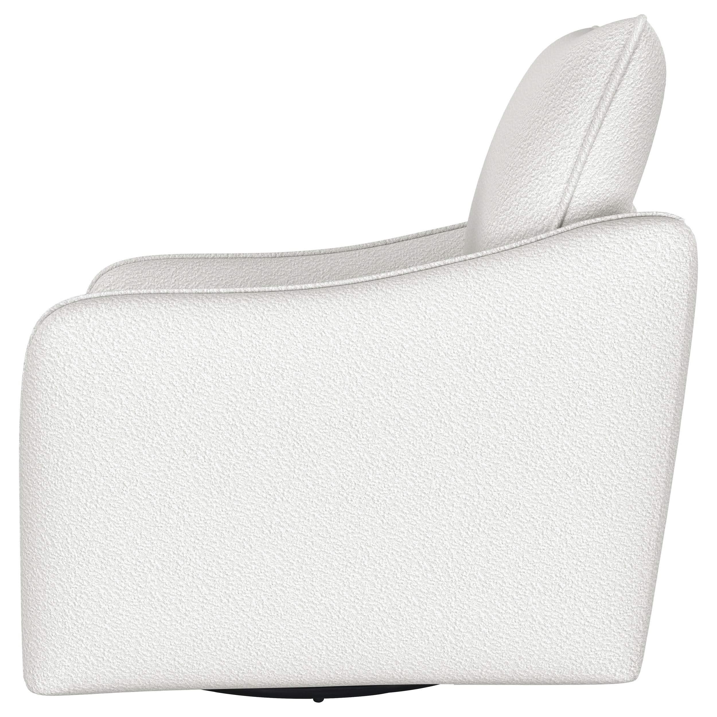 Sillón giratorio con brazo inclinado tapizado Madia, color vainilla