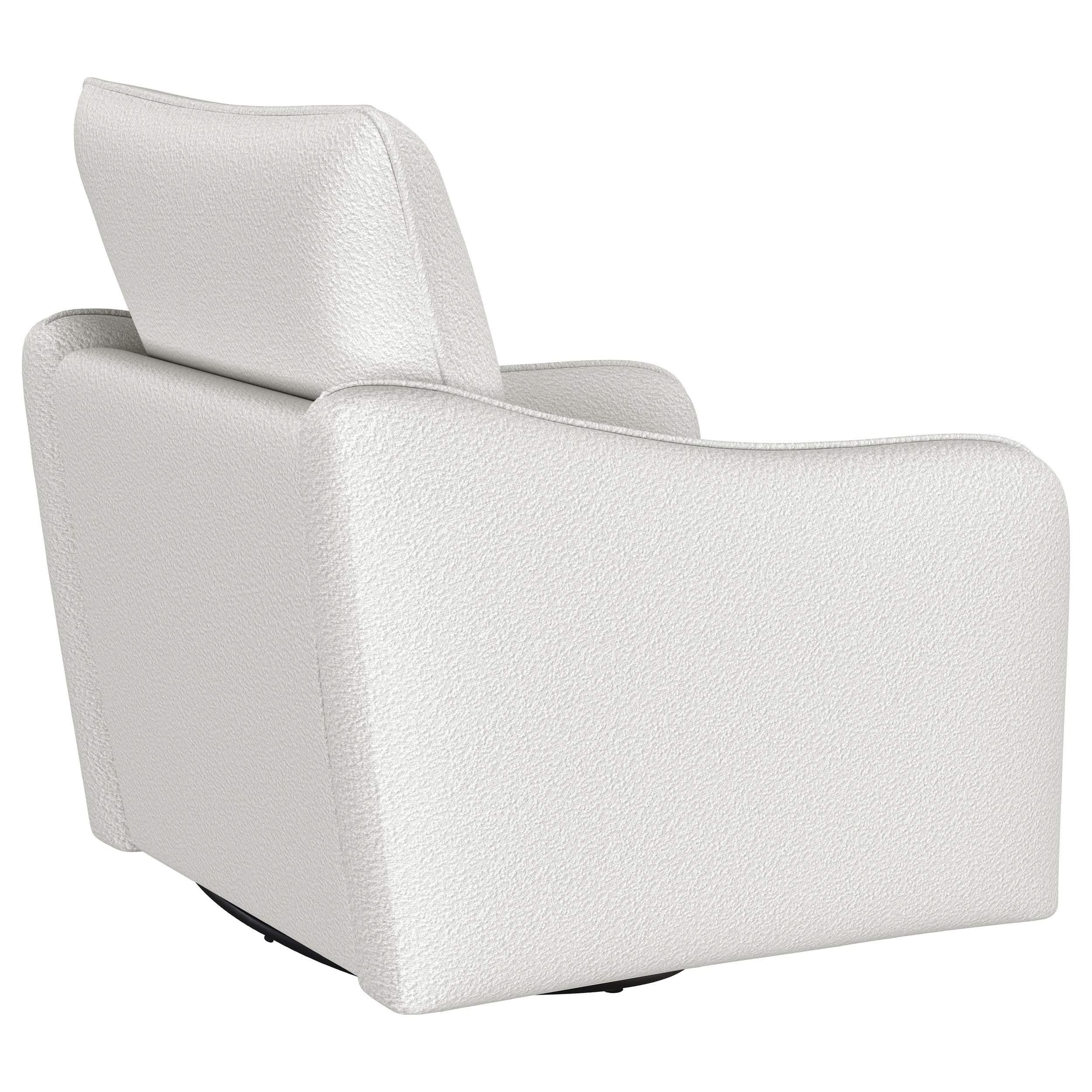 Sillón giratorio con brazo inclinado tapizado Madia, color vainilla