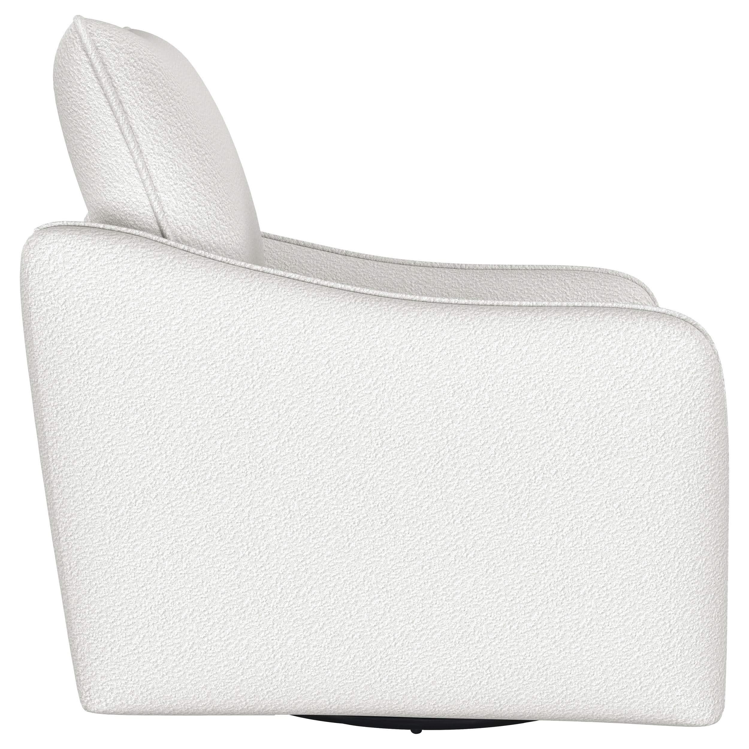 Sillón giratorio con brazo inclinado tapizado Madia, color vainilla