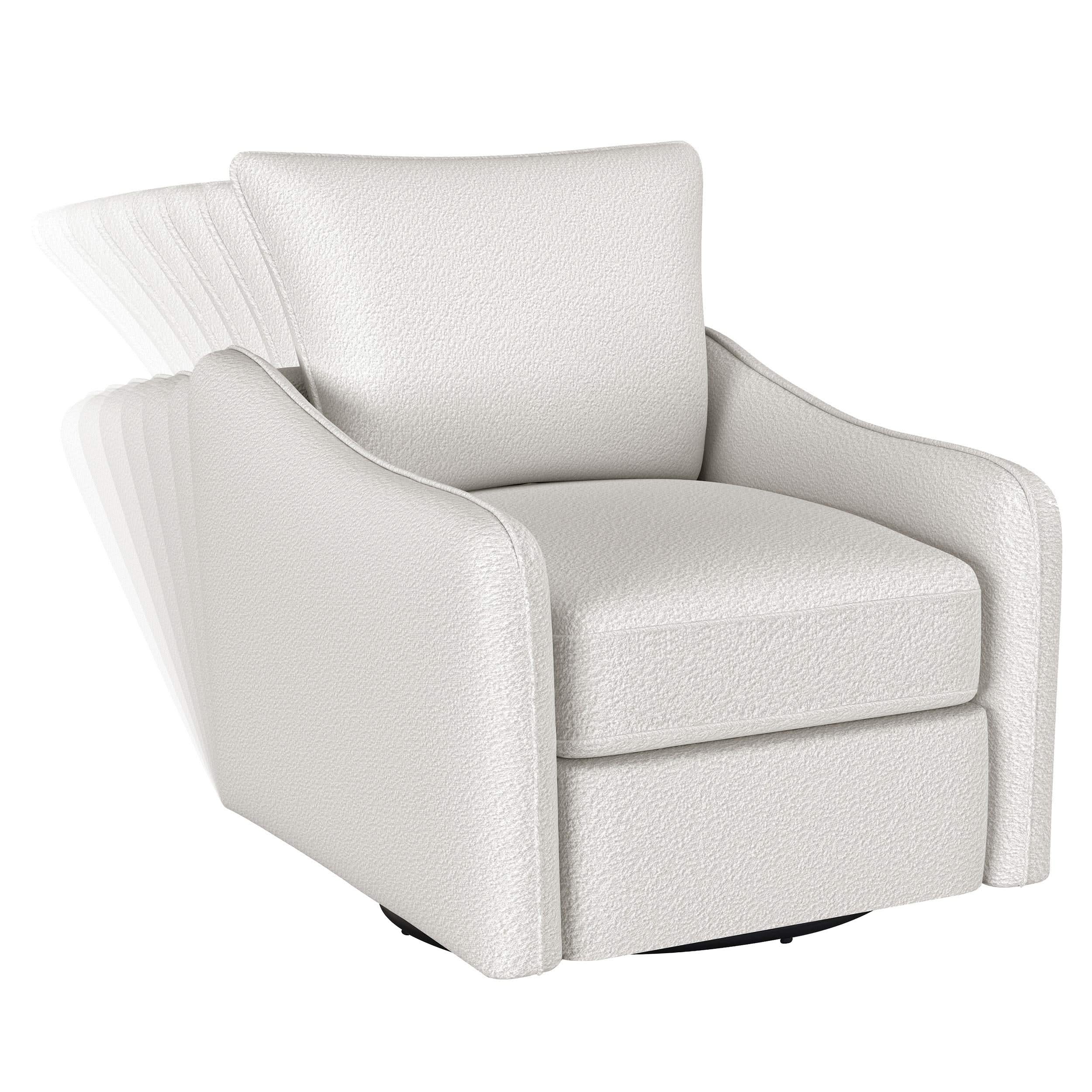 Sillón giratorio con brazo inclinado tapizado Madia, color vainilla