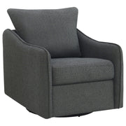 Sillón giratorio con brazos inclinados tapizado Madia, color carbón