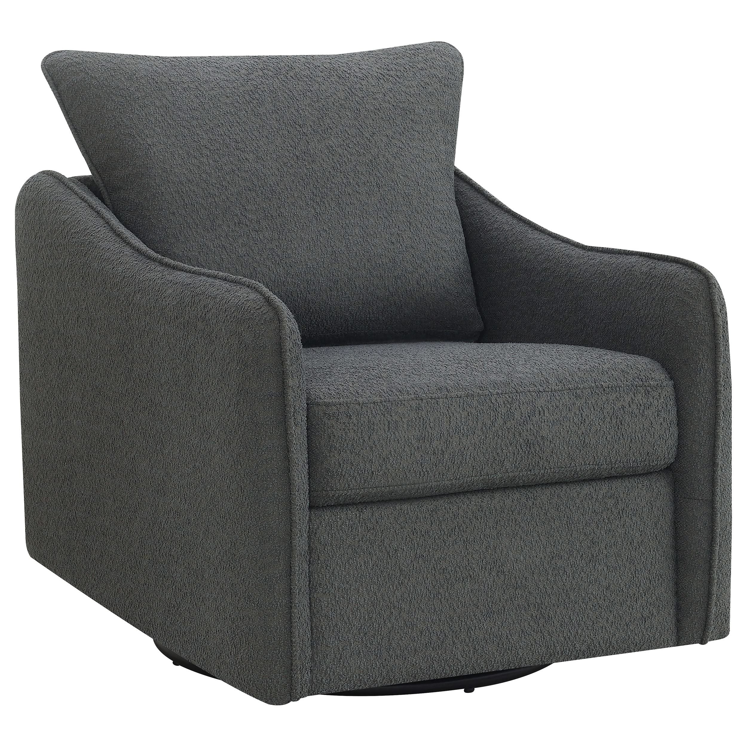 Sillón giratorio con brazos inclinados tapizado Madia, color carbón