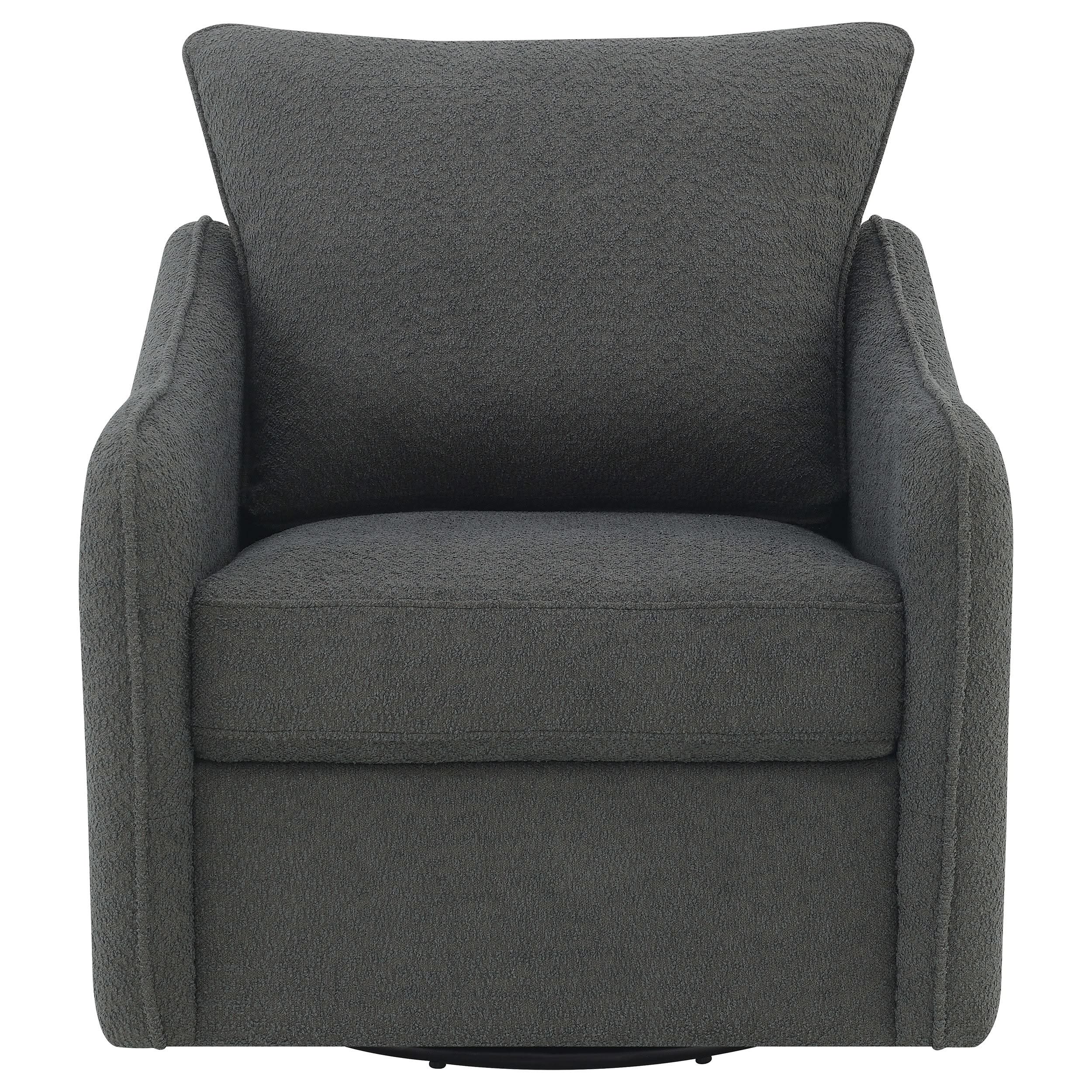 Sillón giratorio con brazos inclinados tapizado Madia, color carbón