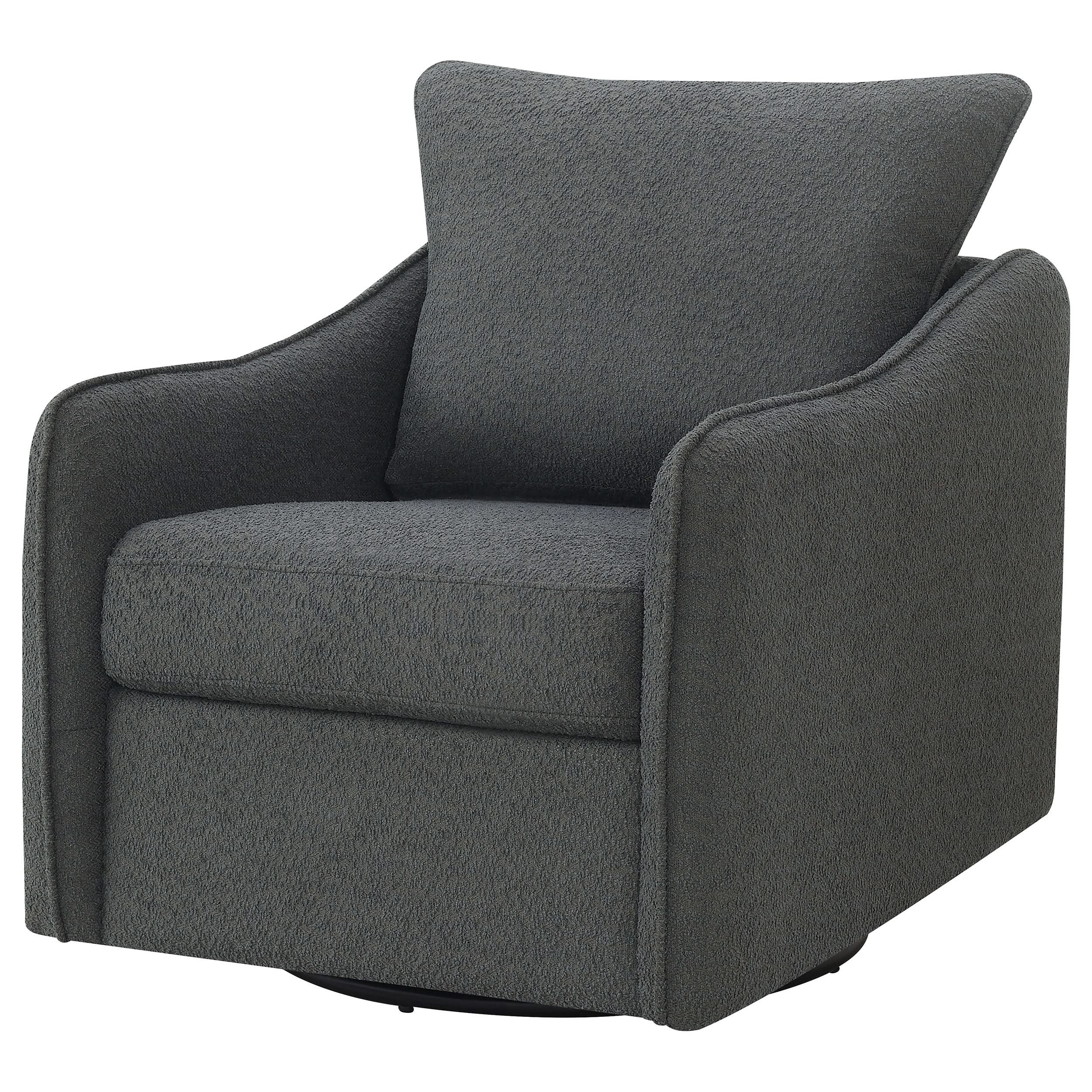 Sillón giratorio con brazos inclinados tapizado Madia, color carbón