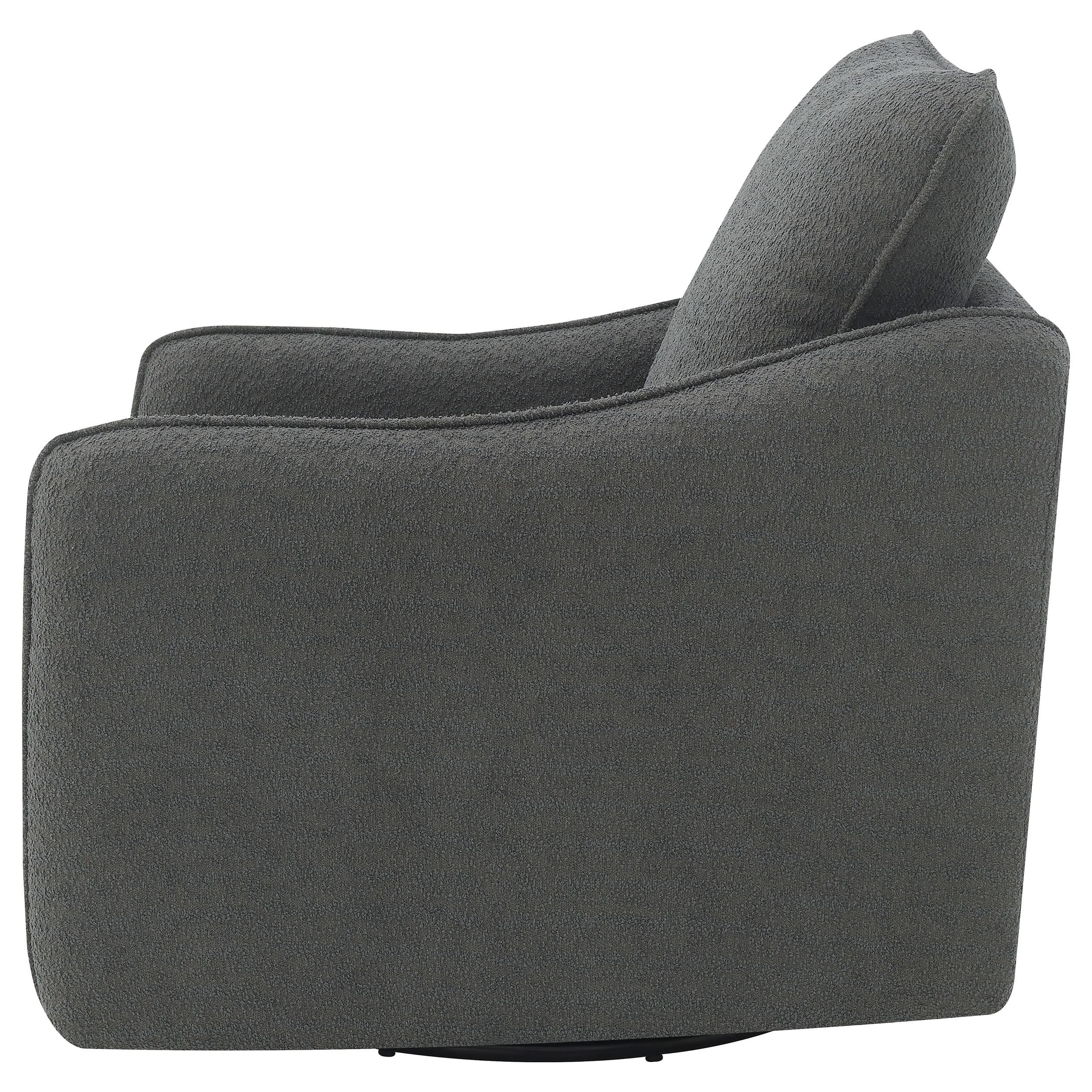 Sillón giratorio con brazos inclinados tapizado Madia, color carbón