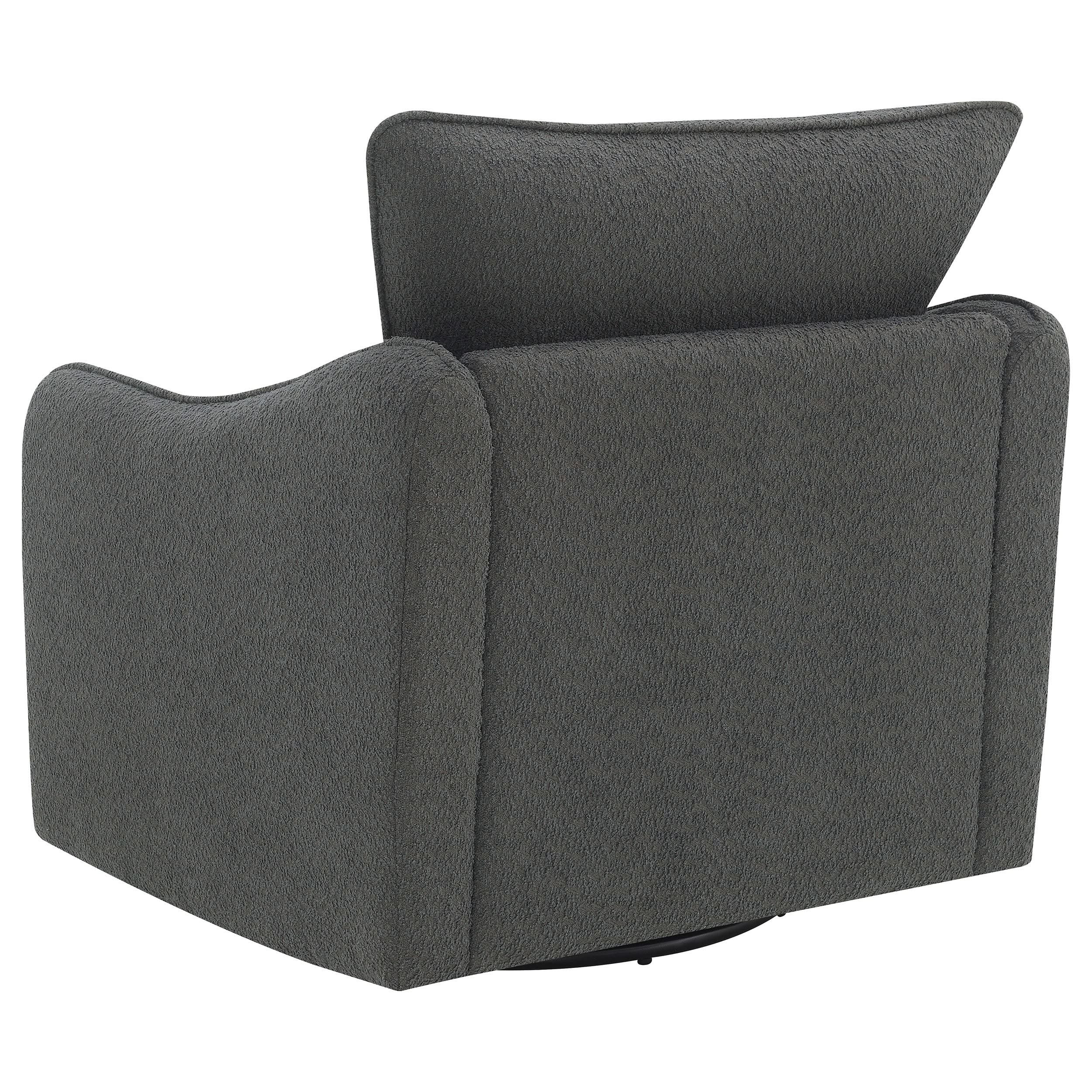 Sillón giratorio con brazos inclinados tapizado Madia, color carbón