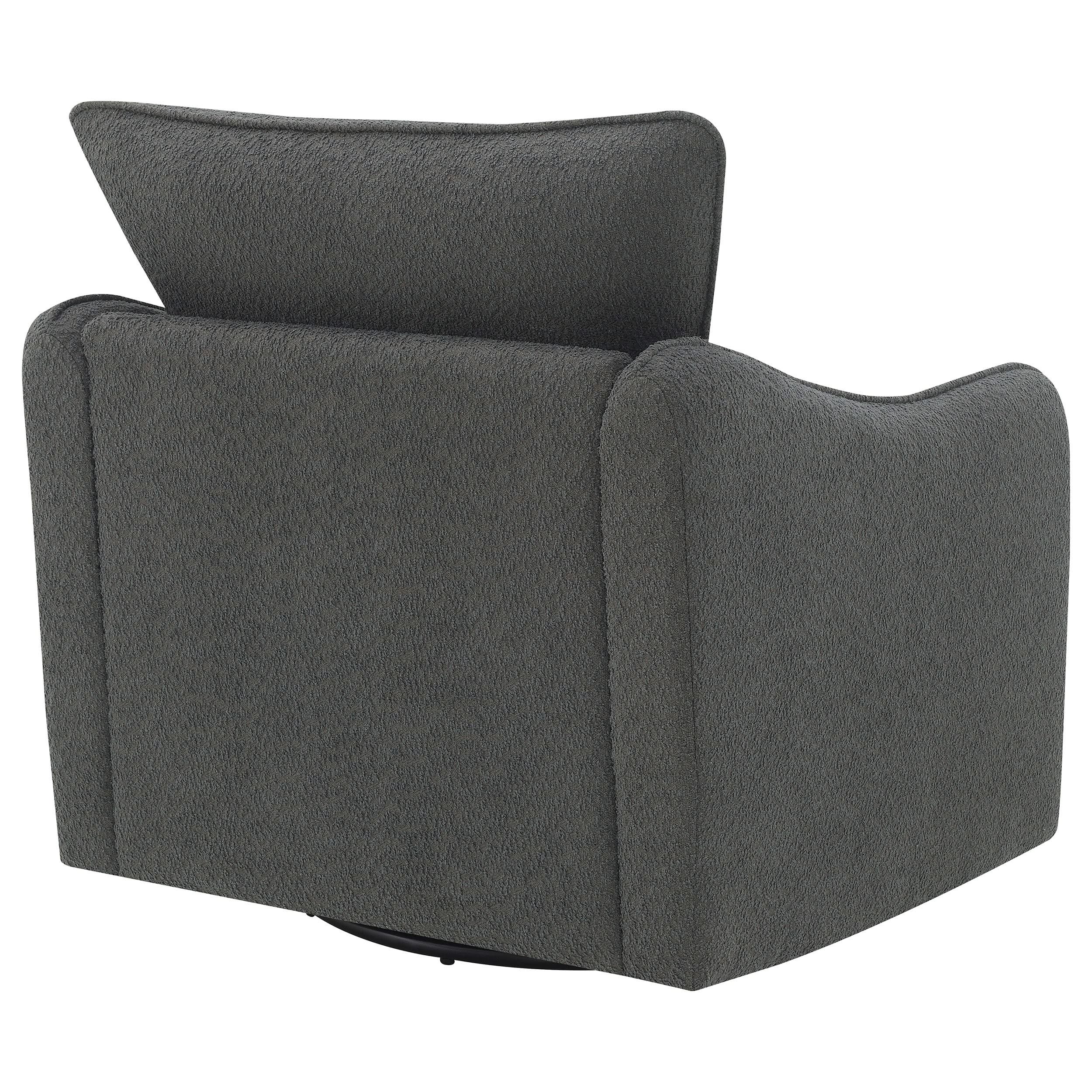 Sillón giratorio con brazos inclinados tapizado Madia, color carbón