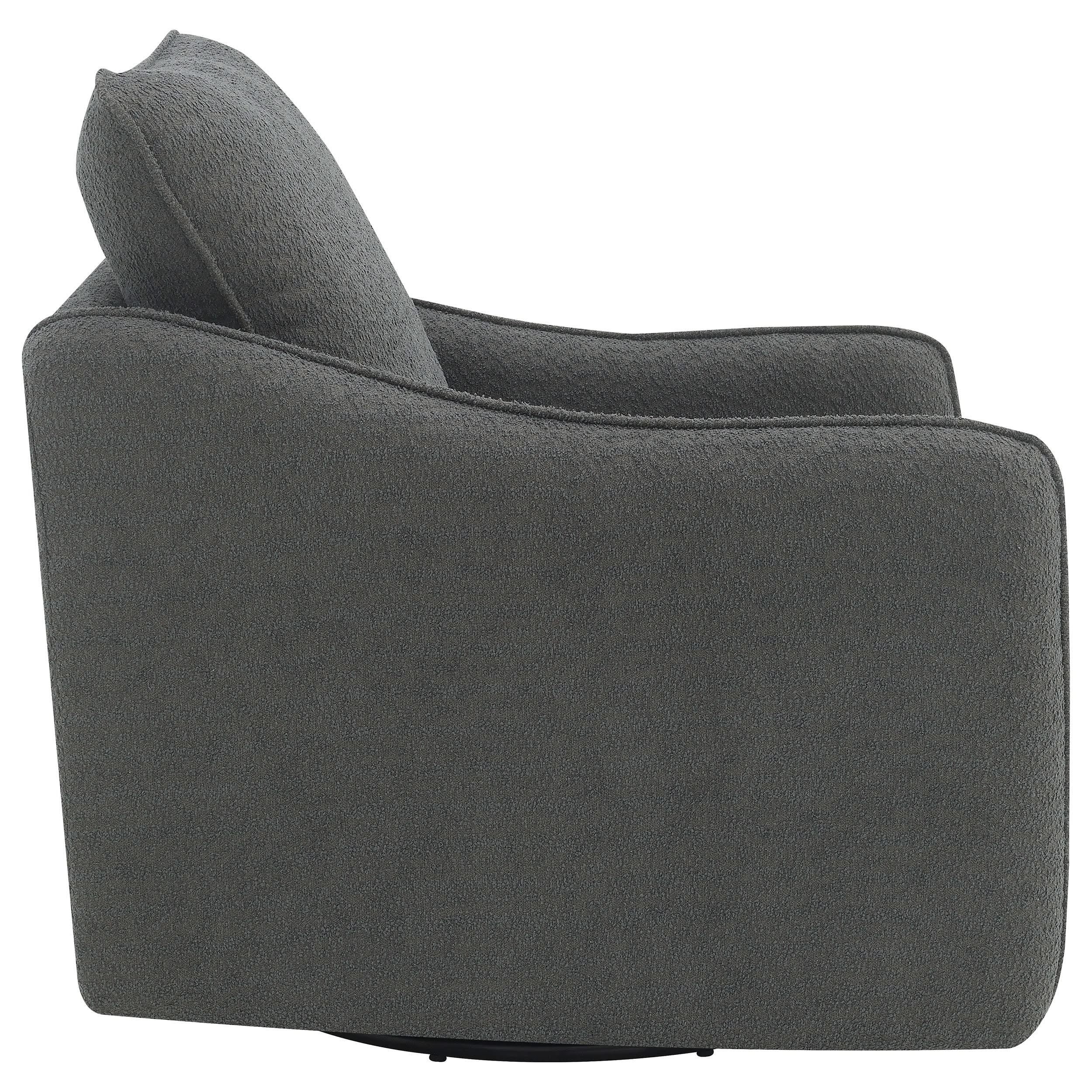 Sillón giratorio con brazos inclinados tapizado Madia, color carbón