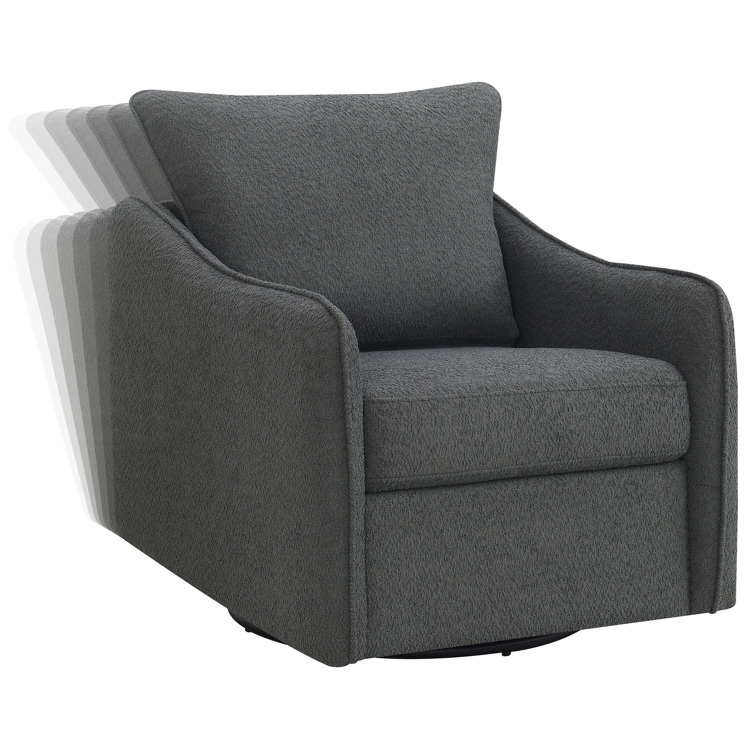 Sillón giratorio con brazos inclinados tapizado Madia, color carbón