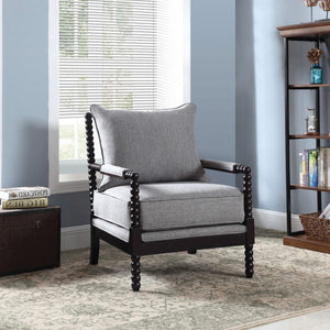 Silla decorativa Bobbin tapizada Blanchett en gris y negro