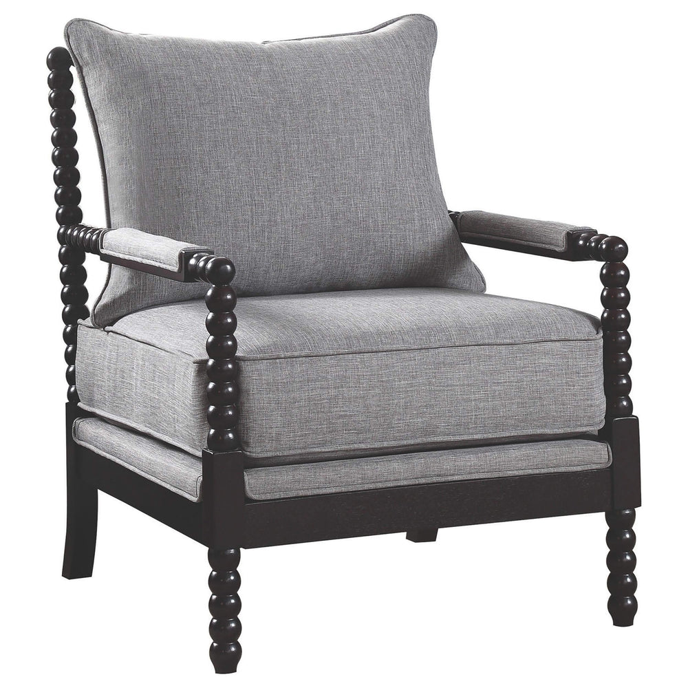 Silla decorativa Bobbin tapizada Blanchett en gris y negro
