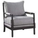 Silla decorativa Bobbin tapizada Blanchett en gris y negro
