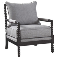 Silla decorativa Bobbin tapizada Blanchett en gris y negro