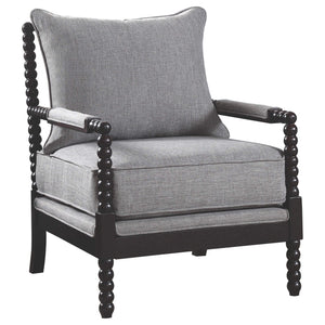 Silla decorativa Bobbin tapizada Blanchett en gris y negro
