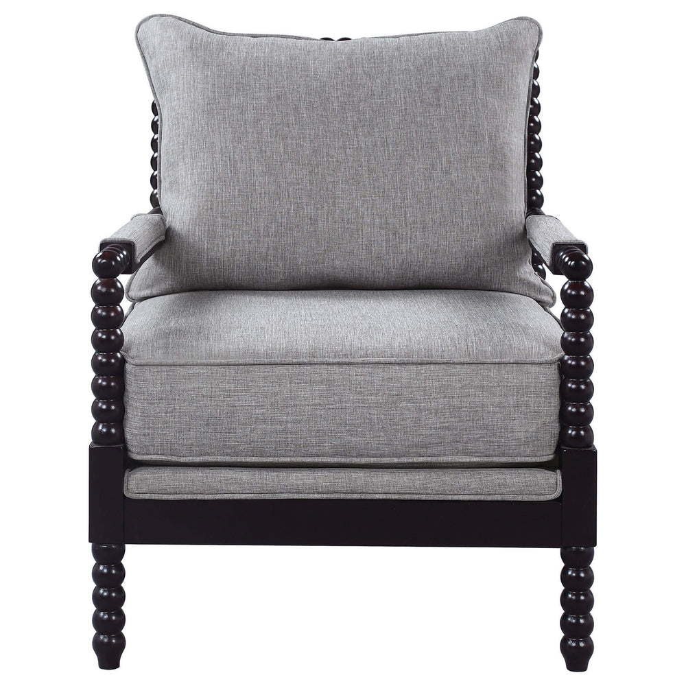 Silla decorativa Bobbin tapizada Blanchett en gris y negro