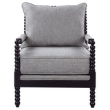 Silla decorativa Bobbin tapizada Blanchett en gris y negro