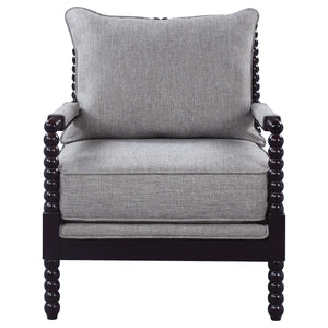 Silla decorativa Bobbin tapizada Blanchett en gris y negro