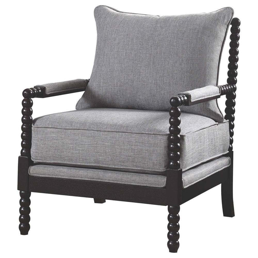 Silla decorativa Bobbin tapizada Blanchett en gris y negro
