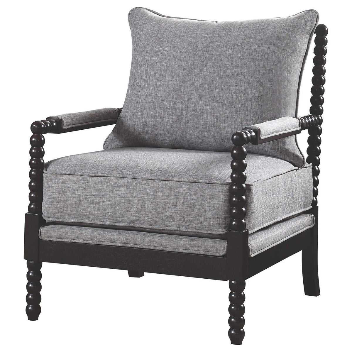 Silla decorativa Bobbin tapizada Blanchett en gris y negro
