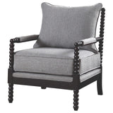 Silla decorativa Bobbin tapizada Blanchett en gris y negro