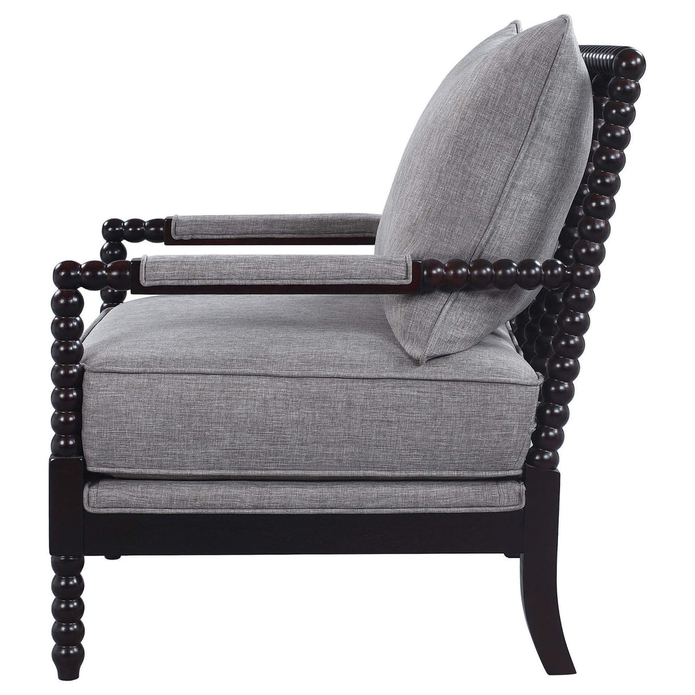 Silla decorativa Bobbin tapizada Blanchett en gris y negro