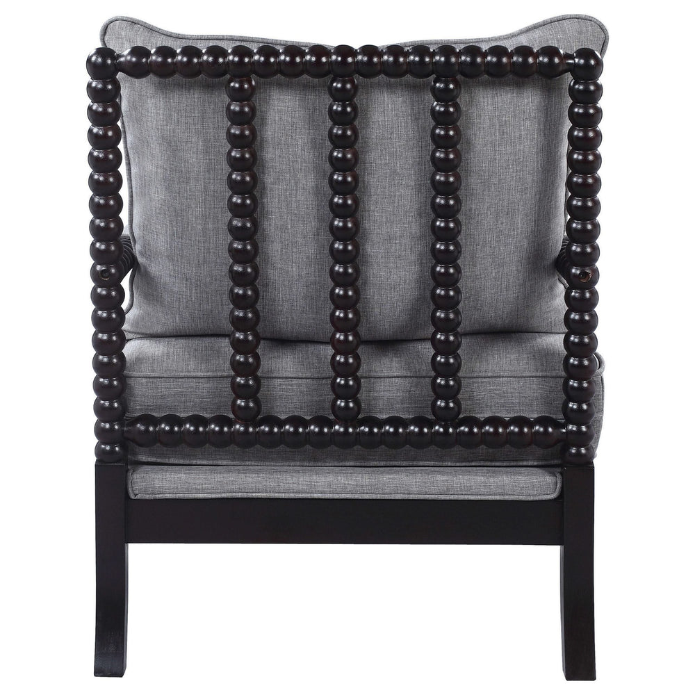 Silla decorativa Bobbin tapizada Blanchett en gris y negro