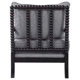 Silla decorativa Bobbin tapizada Blanchett en gris y negro
