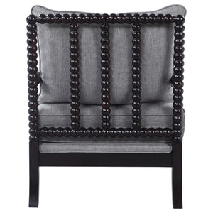 Silla decorativa Bobbin tapizada Blanchett en gris y negro