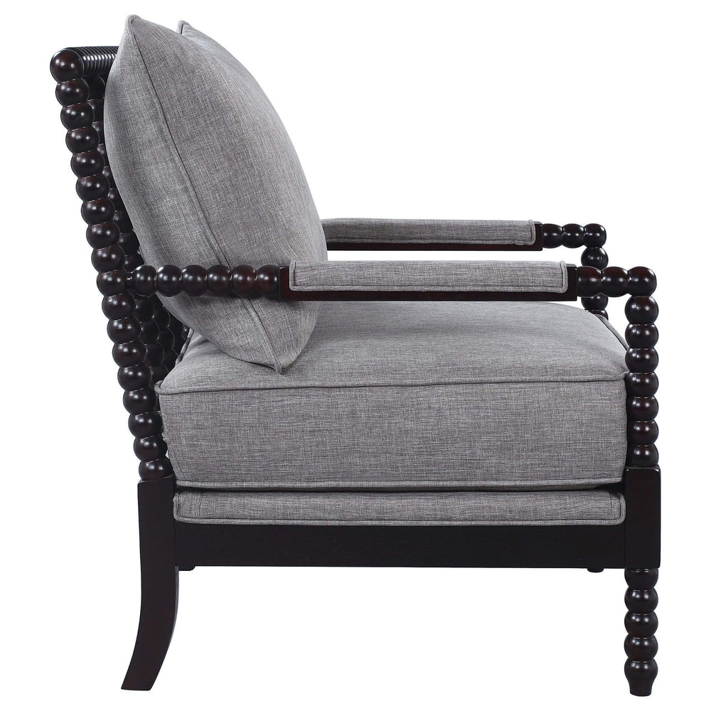 Silla decorativa Bobbin tapizada Blanchett en gris y negro