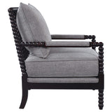 Silla decorativa Bobbin tapizada Blanchett en gris y negro