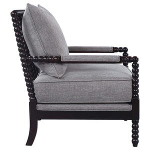 Silla decorativa Bobbin tapizada Blanchett en gris y negro