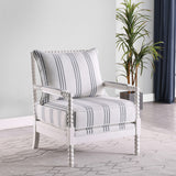 Silla decorativa Bobbin tapizada Blanchett en blanco y azul marino