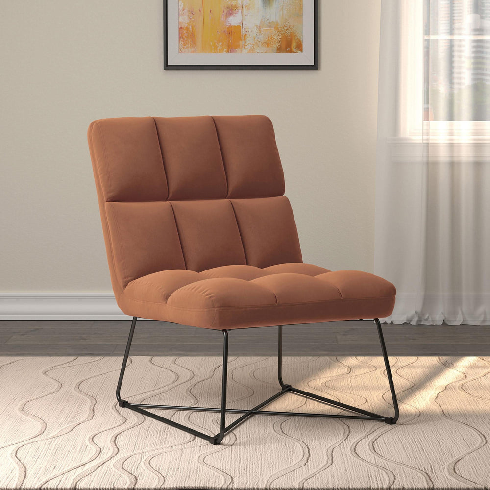 Silla decorativa tapizada sin brazos Lux color naranja quemado