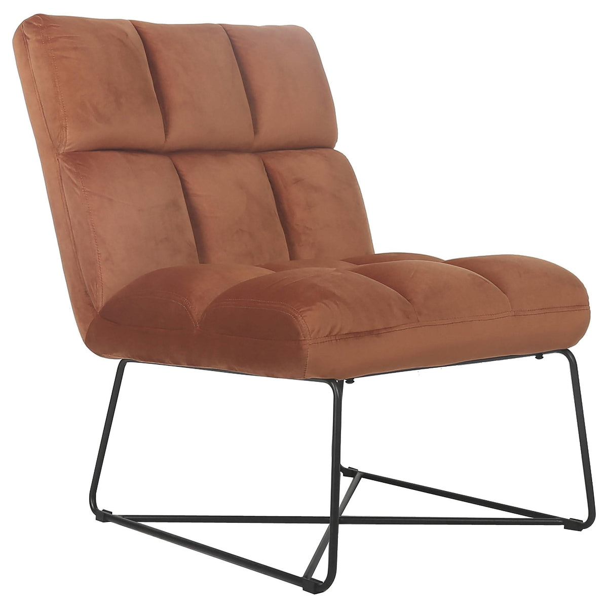 Silla decorativa tapizada sin brazos Lux color naranja quemado