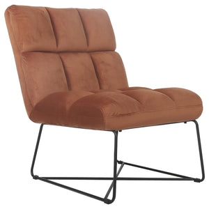 Silla decorativa tapizada sin brazos Lux color naranja quemado
