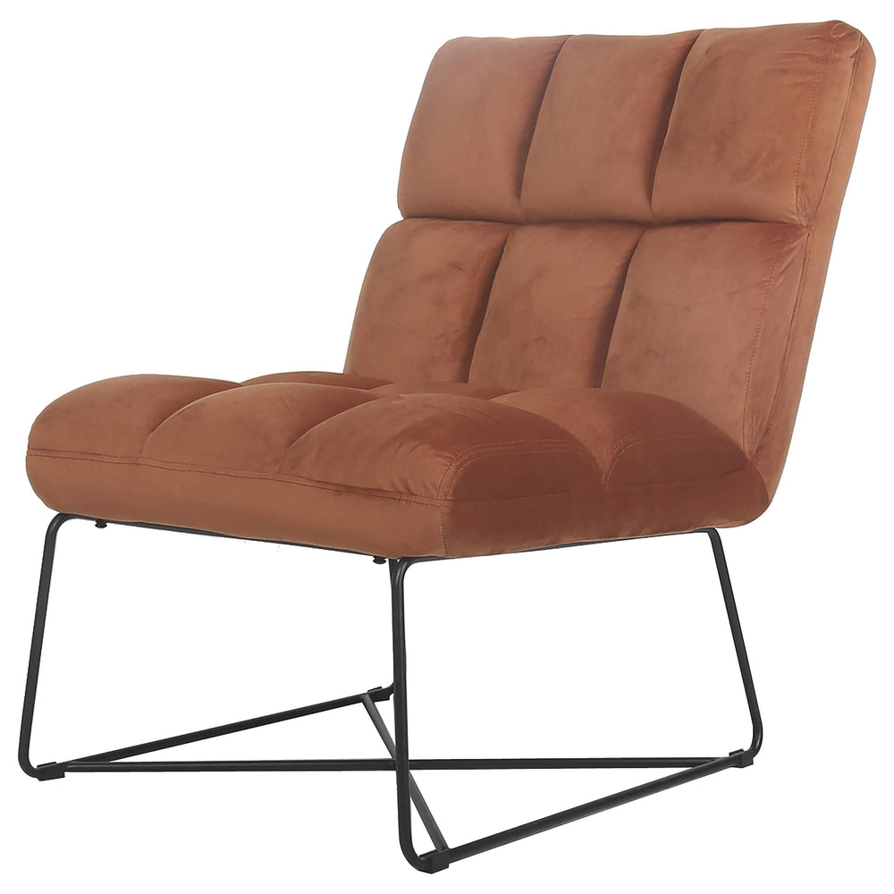 Silla decorativa tapizada sin brazos Lux color naranja quemado