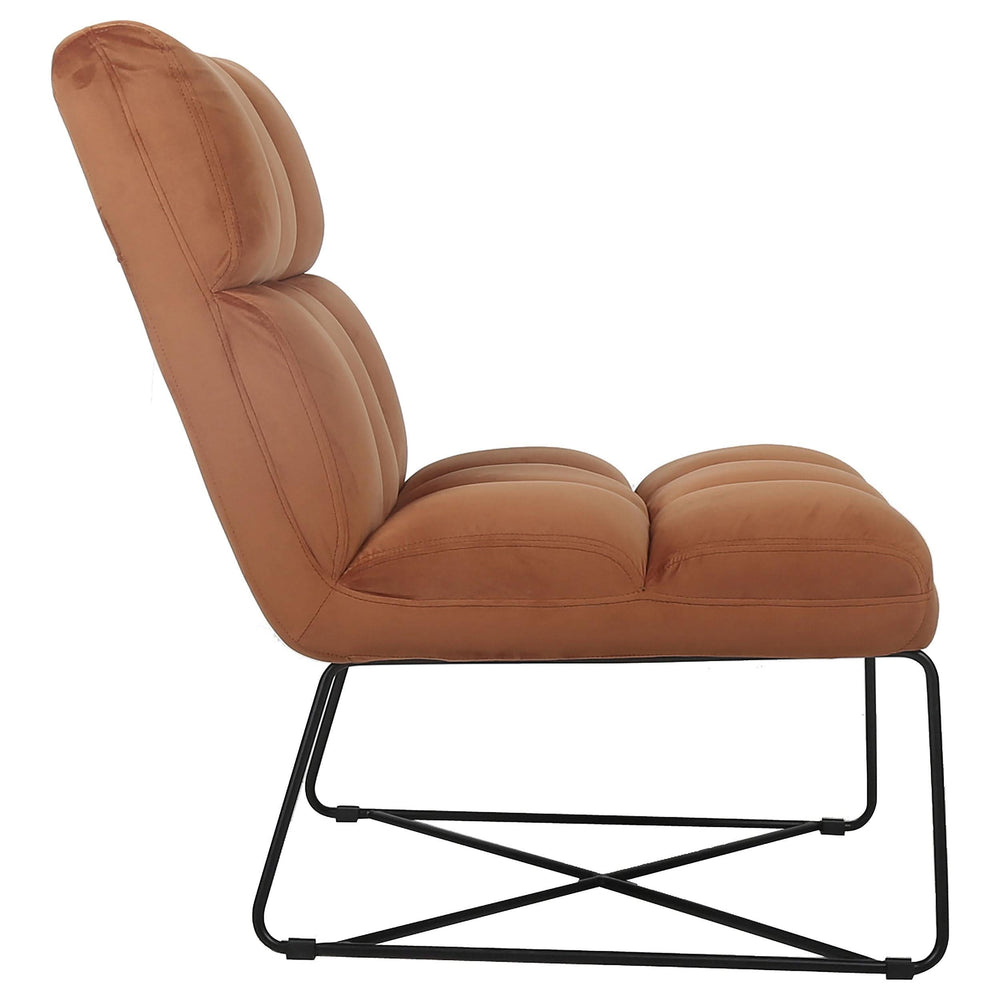 Silla decorativa tapizada sin brazos Lux color naranja quemado