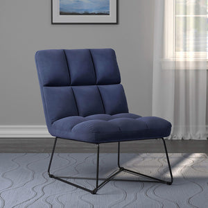 Silla decorativa tapizada sin brazos Lux azul medianoche