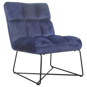 Silla decorativa tapizada sin brazos Lux azul medianoche