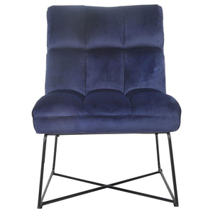 Silla decorativa tapizada sin brazos Lux azul medianoche