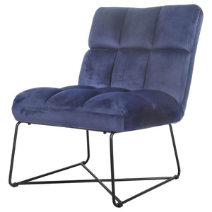 Silla decorativa tapizada sin brazos Lux azul medianoche