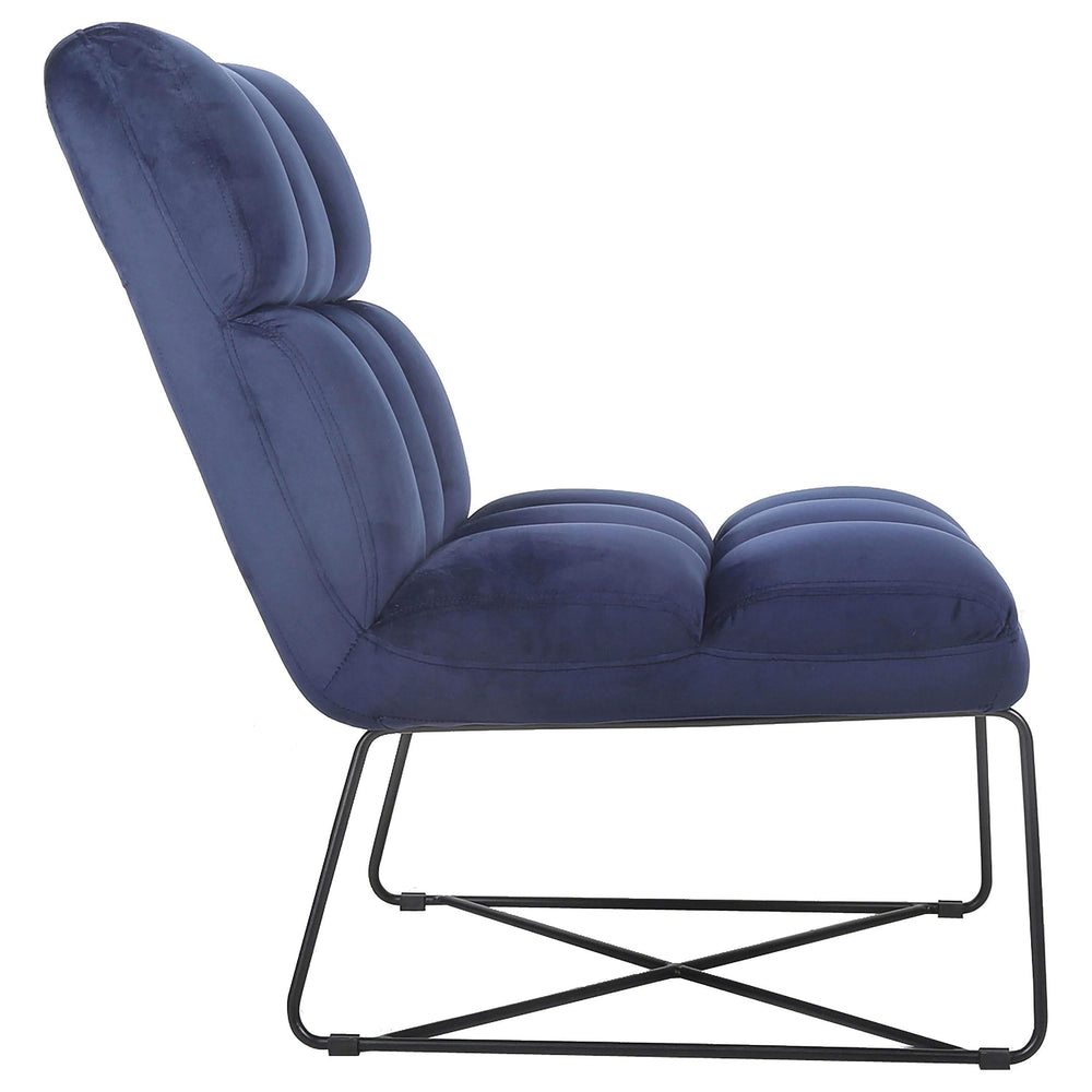 Silla decorativa tapizada sin brazos Lux azul medianoche