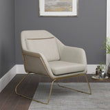 Silla decorativa Cody de metal con patas de trineo en color beige
