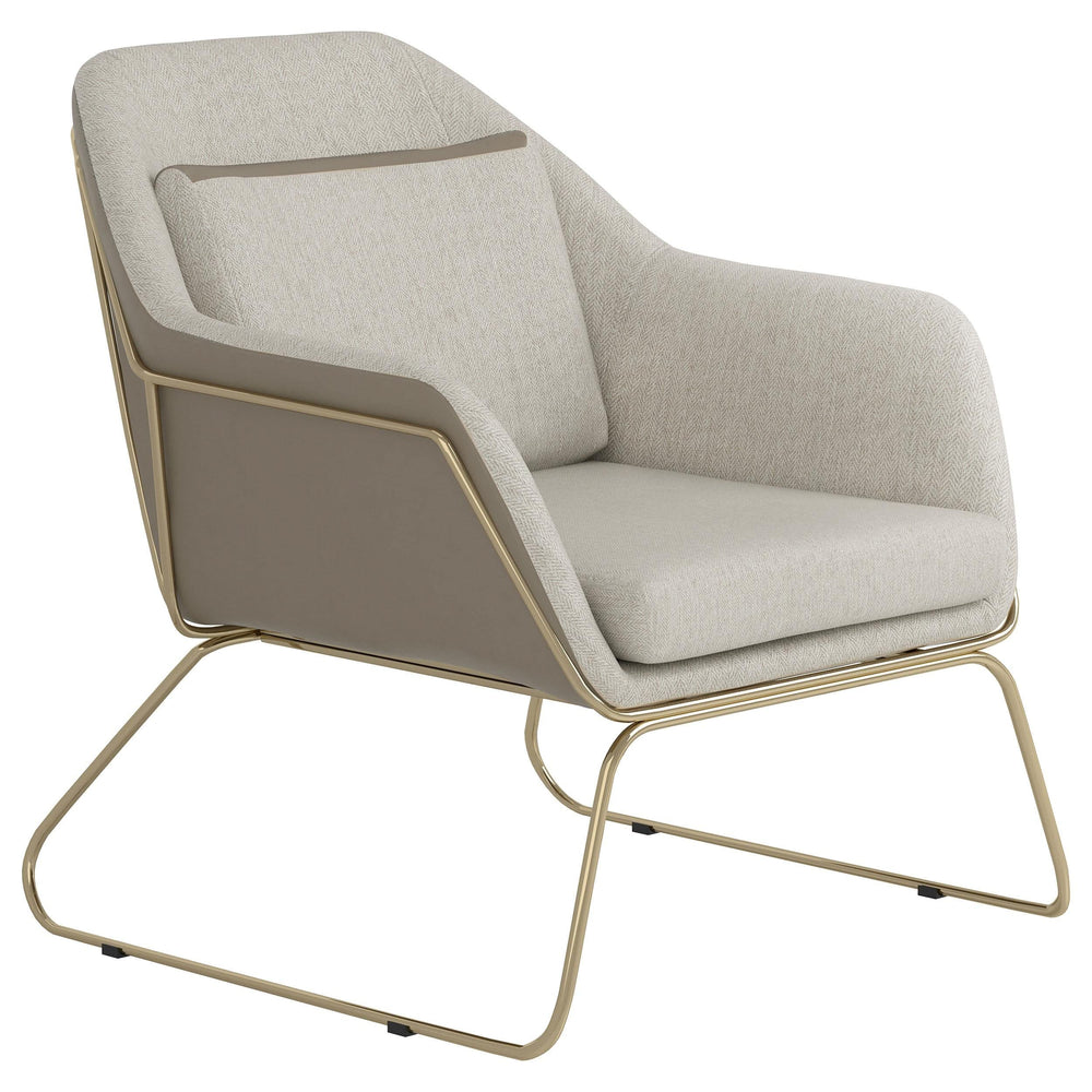 Silla decorativa Cody de metal con patas de trineo en color beige