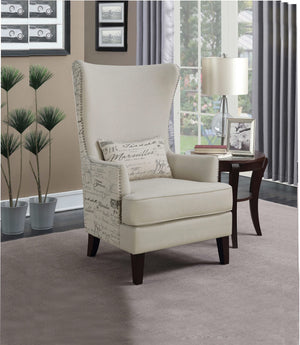 Sillón decorativo Pippin tapizado con respaldo alto y alas color crema