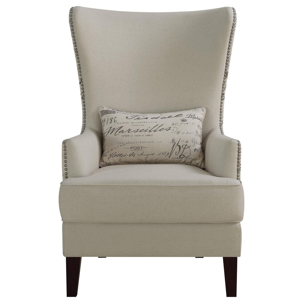 Sillón decorativo Pippin tapizado con respaldo alto y alas color crema
