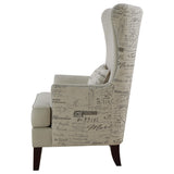 Sillón decorativo Pippin tapizado con respaldo alto y alas color crema